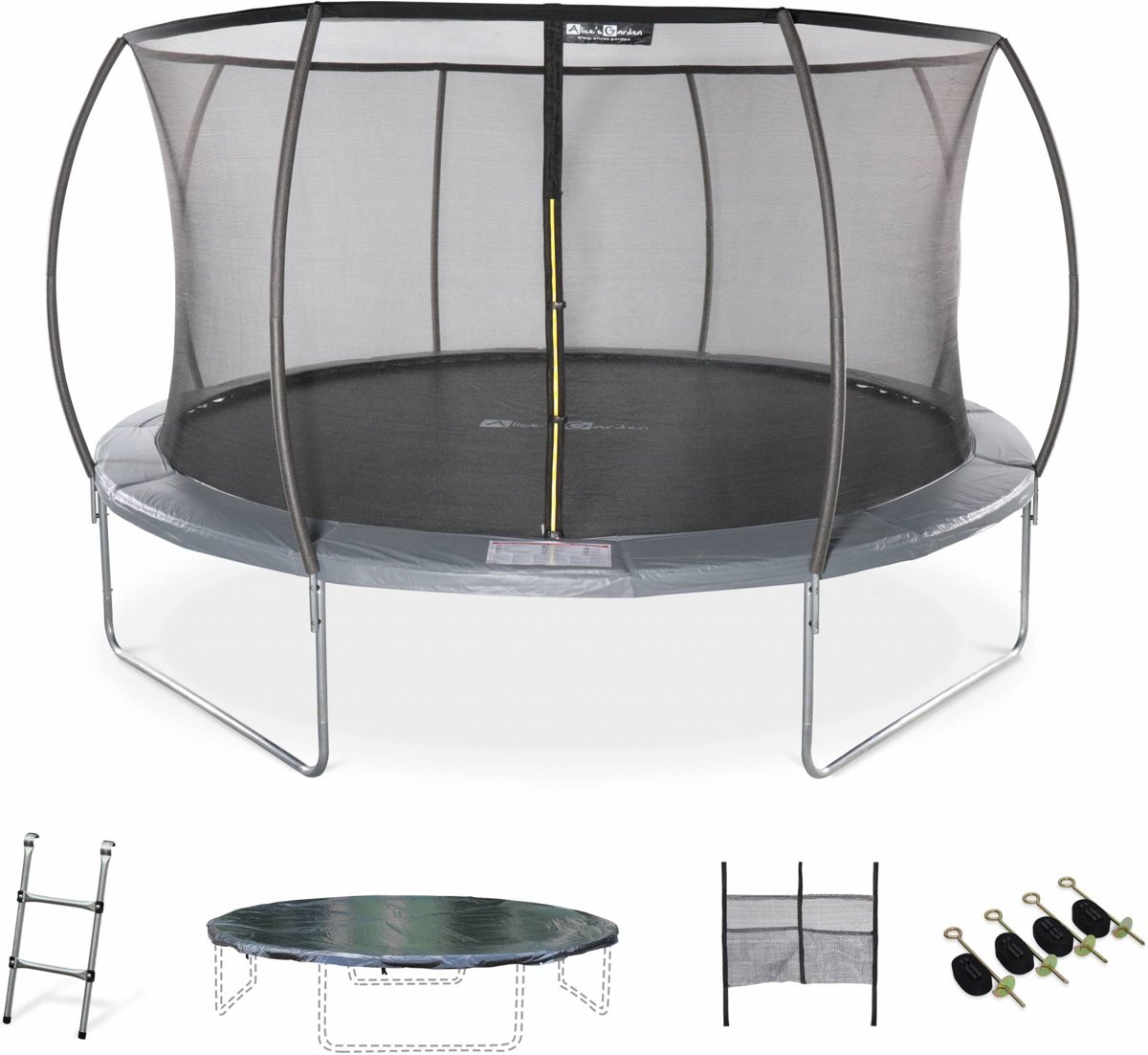 Trampoline Ø 430cm – Venus inner XXL -  veiligheidsnet, ladder, dekzeil, verankeringskit en opbergnet voor schoenen – 4,3m 430 cm